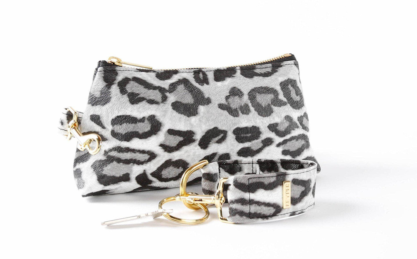 Snow Leopard Vegan Leather 2-Piece Wristlet Set