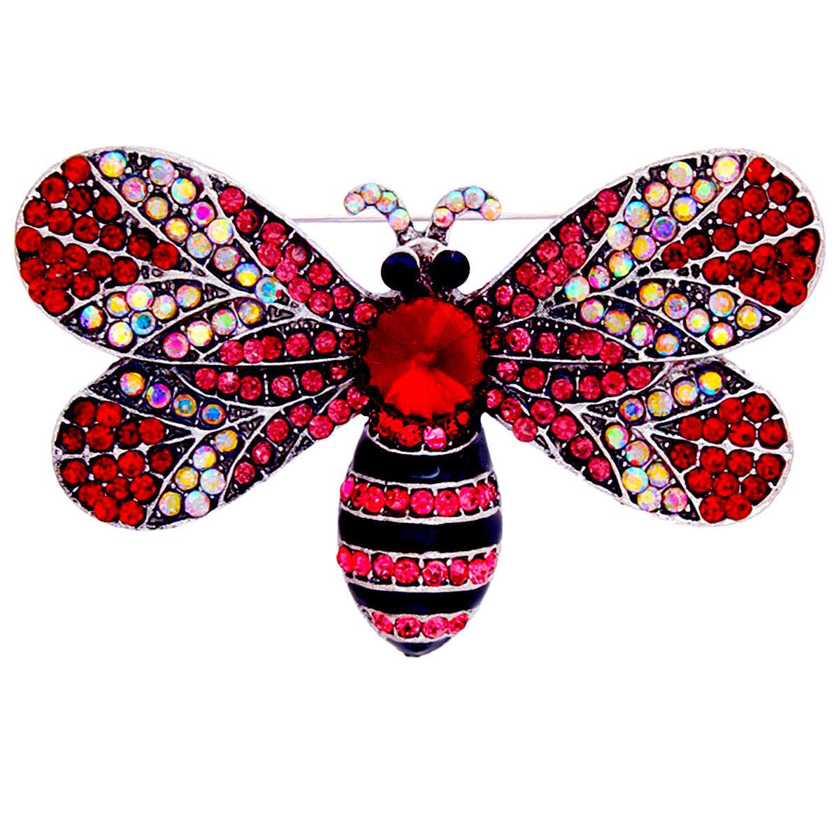 Sparkling Red Winged Butterfly Brooch - A Vintage Inspired Gem