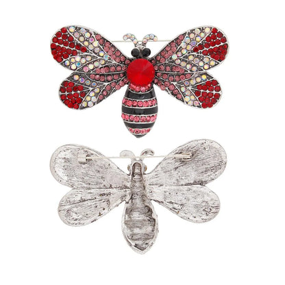 Sparkling Red Winged Butterfly Brooch - A Vintage Inspired Gem