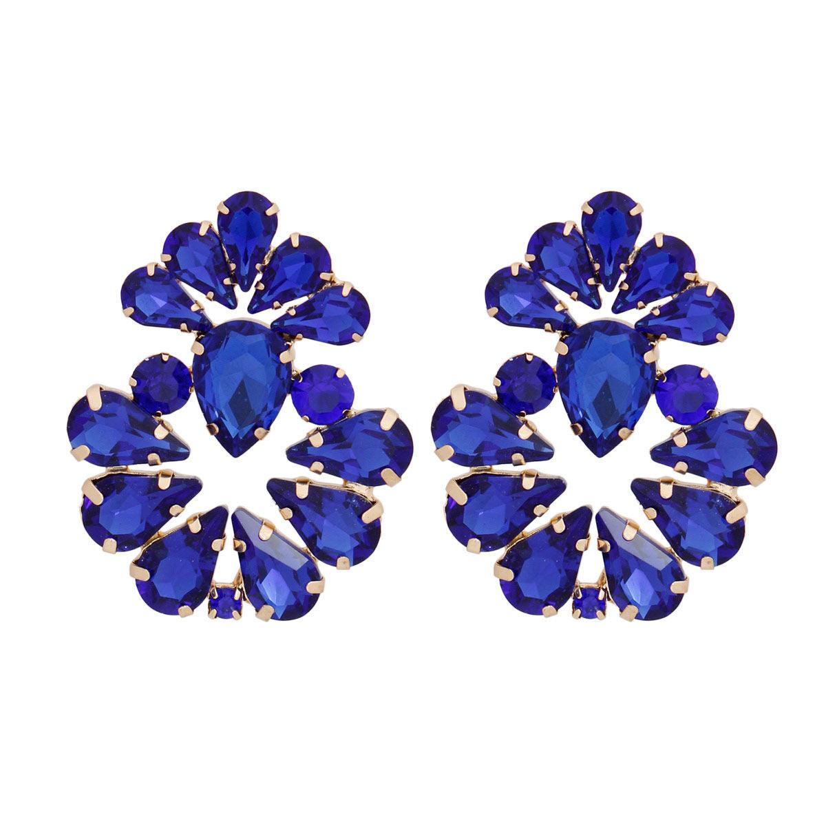 Stud Royal Blue Teardrop Gold Earrings for Women