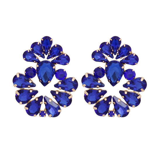 Stud Royal Blue Teardrop Gold Earrings for Women