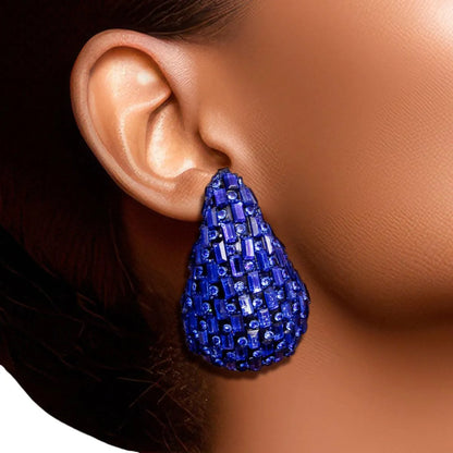 Stay Stylish Trendy Blue Teardrop Design Stud Earrings - Fashion Jewelry