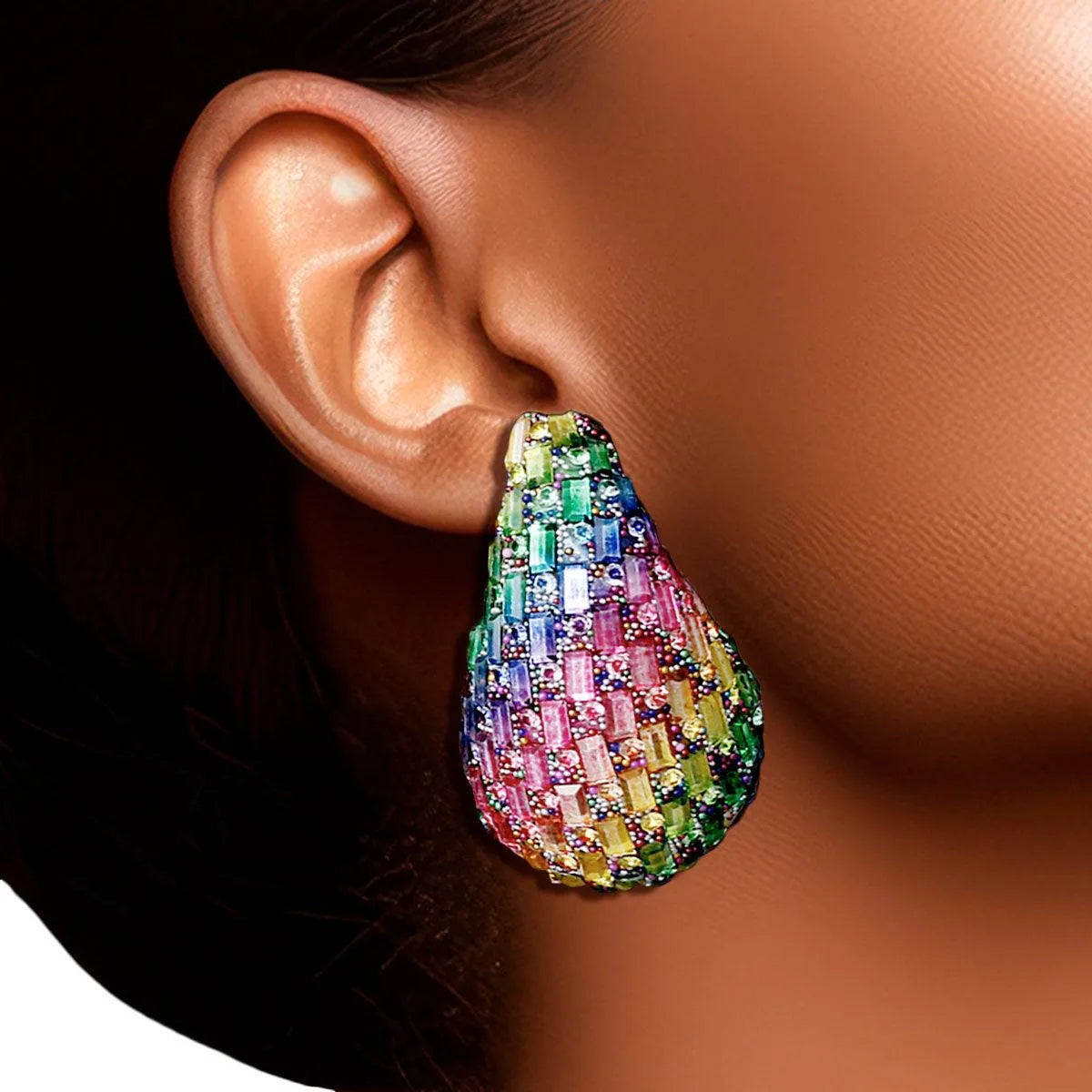 Stay Stylish Trendy Multicolor Teardrop Design Stud Earrings - Fashion Jewelry