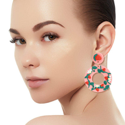 Strawberry-Topped Pink Hoops: Sweetest Earrings