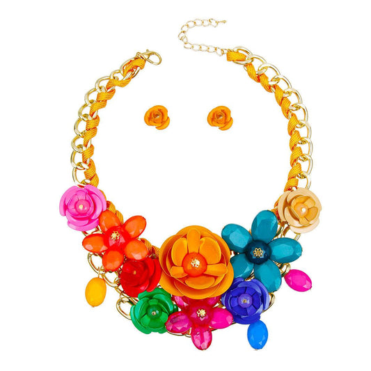 Stunning Floral Frenzy Necklace Set - Get It Now!