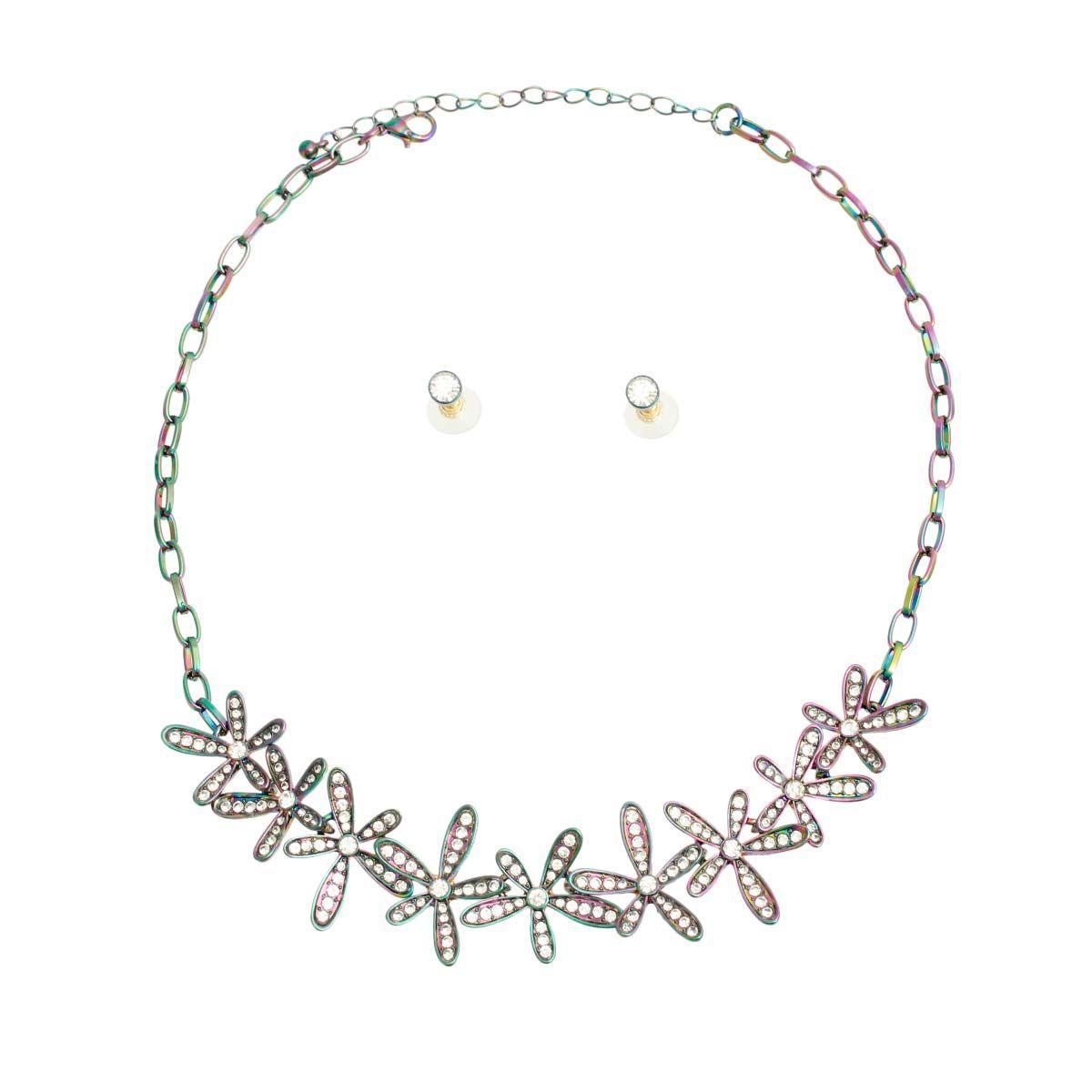 Stunning Flower Cluster Collar Necklace Set - Add a Pop of Color Today!