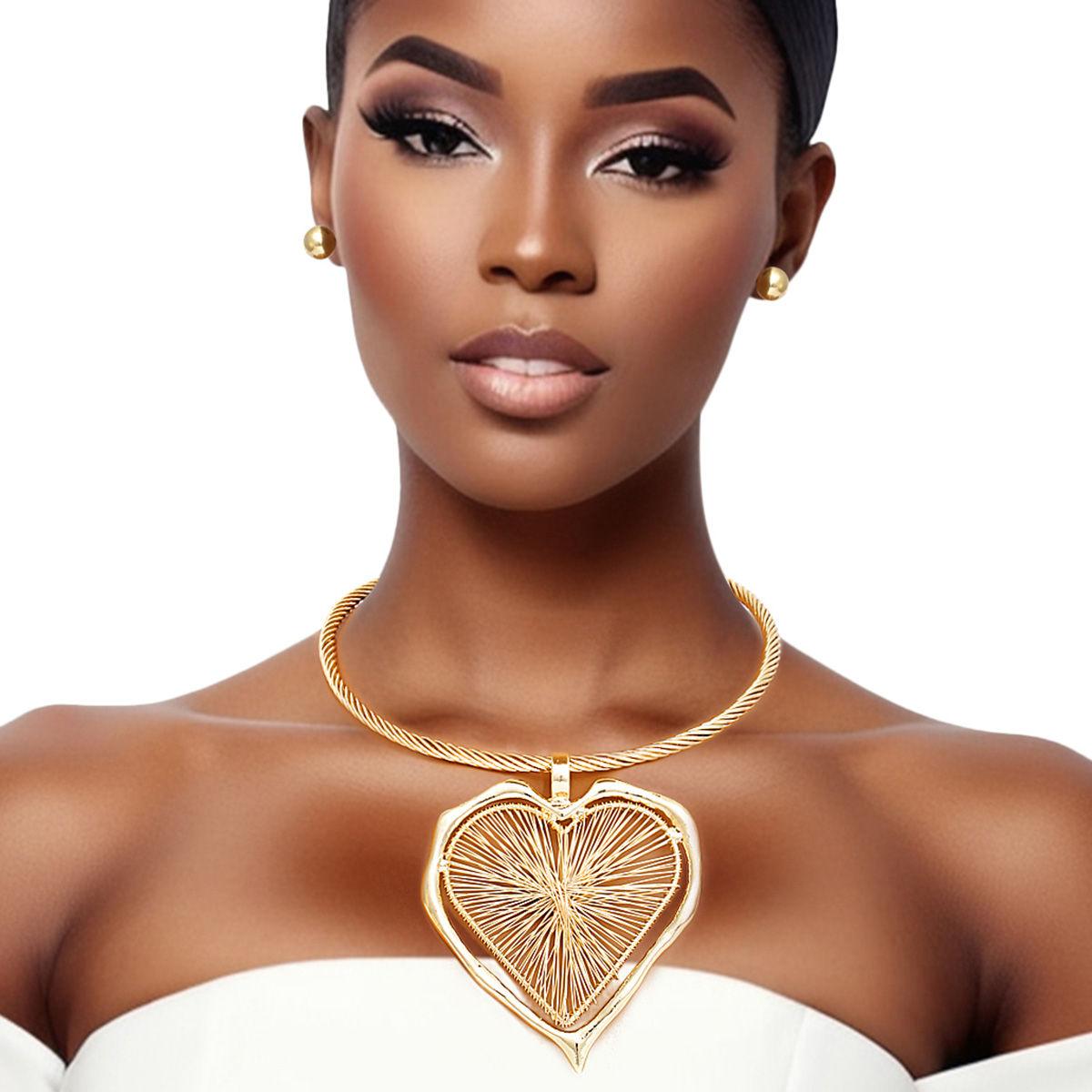 Stunning Gold Drop Heart Pendant Necklace Set - Get It Now!