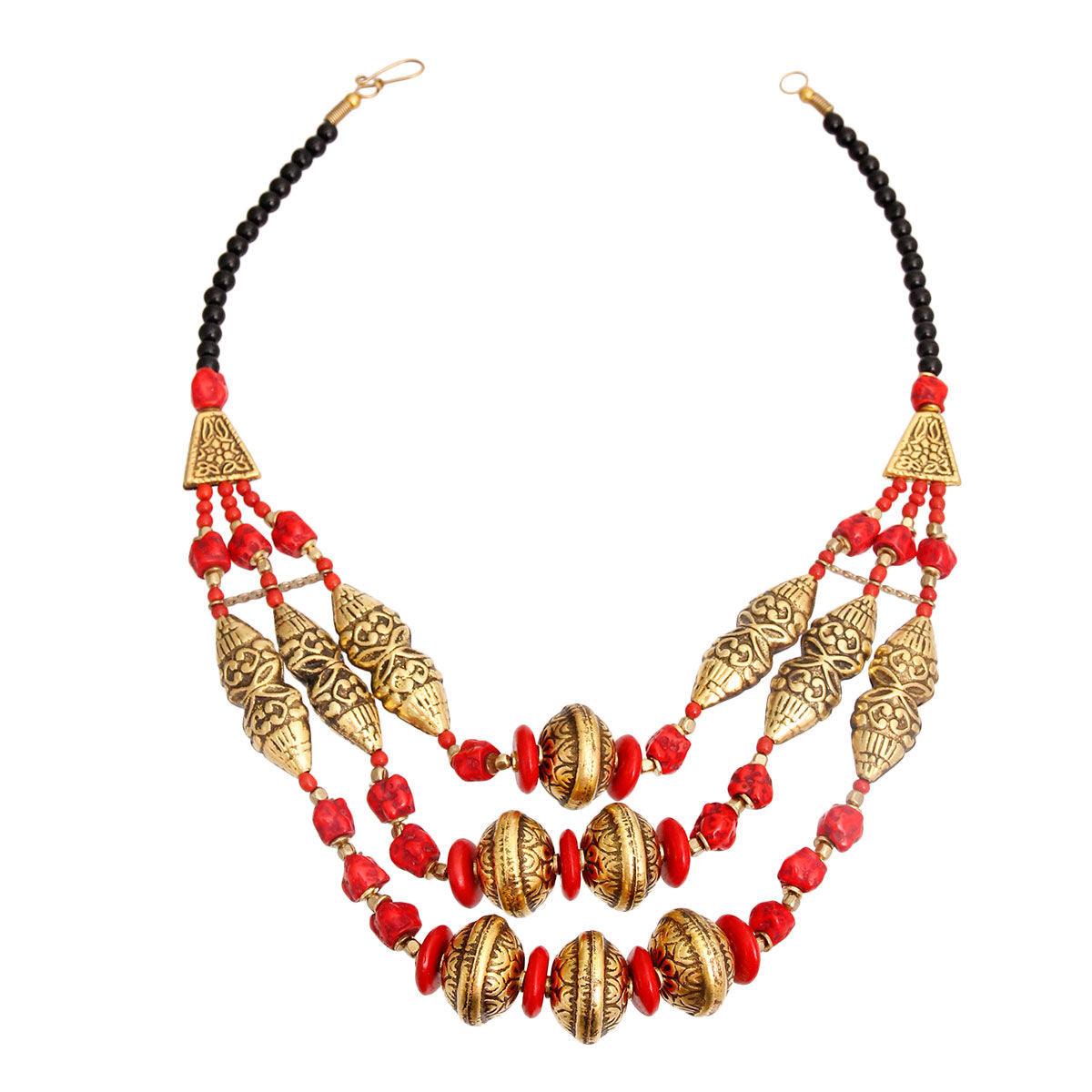 Stunning Red & Gold Marrakesh Necklace: Must-Have Accessory