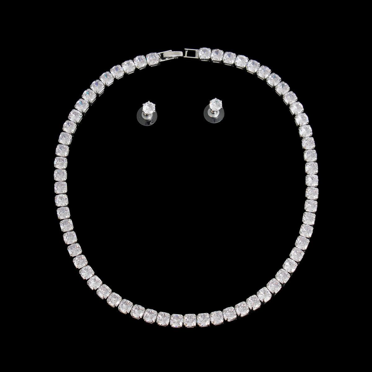 Stunning Tennis Choker Necklace: Rhodium Plated & Sparkling Stones