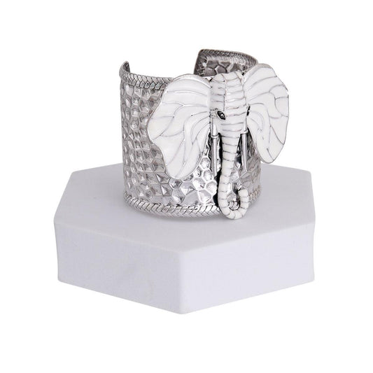 Stunning White Elephant Head Cuff Bracelet – Must-Have Accessory