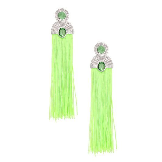 Style Staple Green Fringe Statement Earrings for Glamour