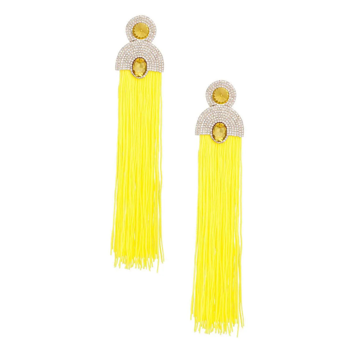 Style Staple Yellow Fringe Statement Earrings for Glamour