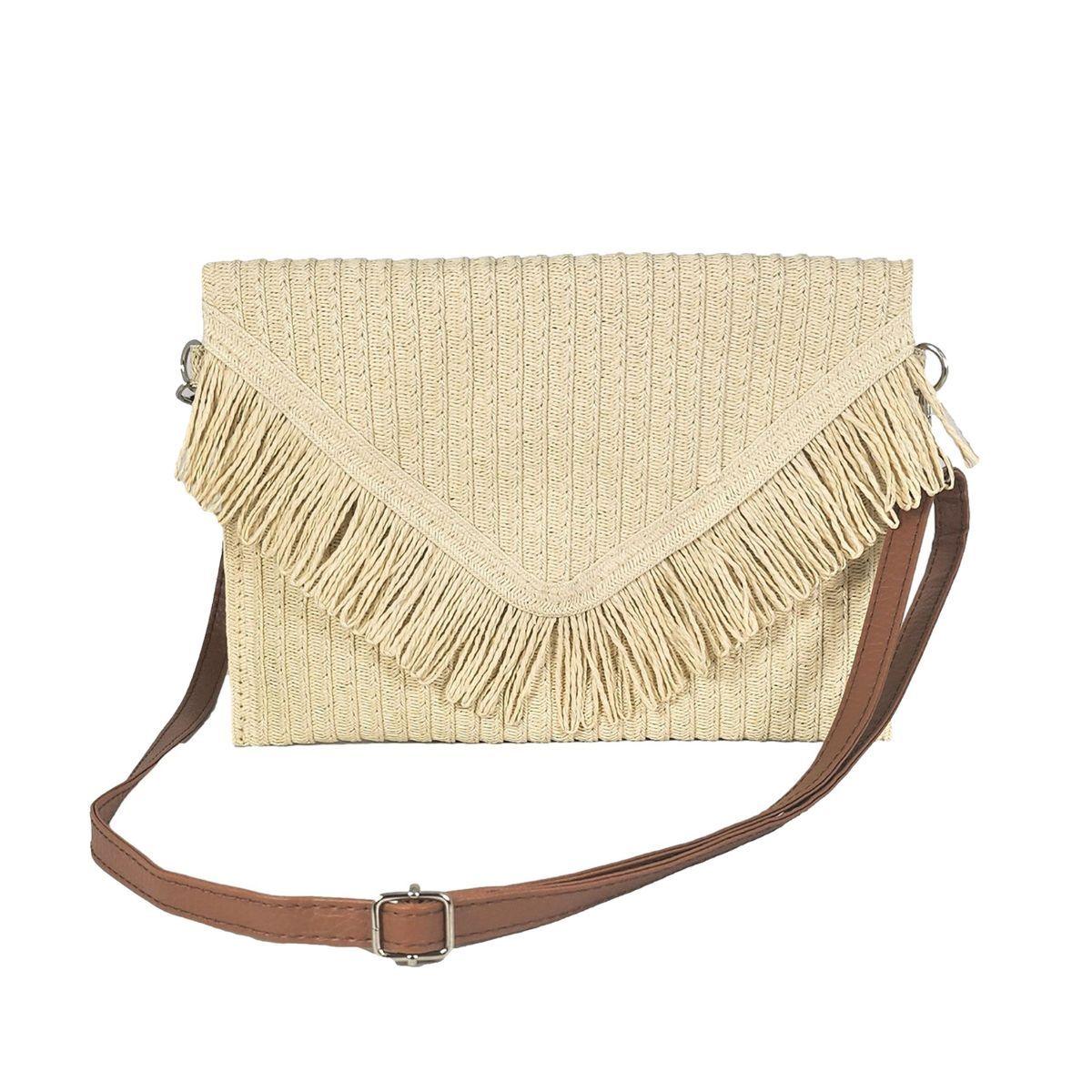 Stylish Cream Fringe Clutch Shoulder Bag - Perfect Accessory for Any Outfit!