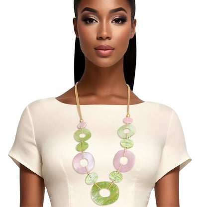 Stylish Multicolor Ring Necklace & Earrings Set - Fashion Jewelry