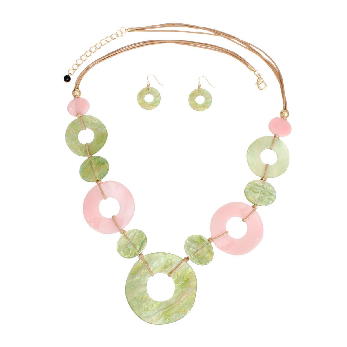 Stylish Multicolor Ring Necklace & Earrings Set - Fashion Jewelry