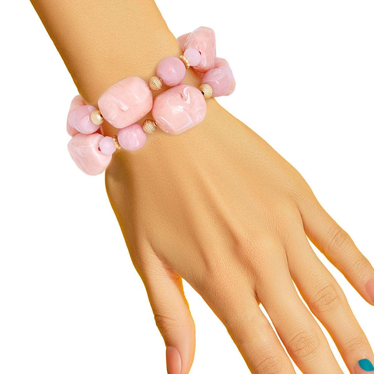 Stylish Pink Marbled Beaded Bracelets - Get Yours Today & Stand Out