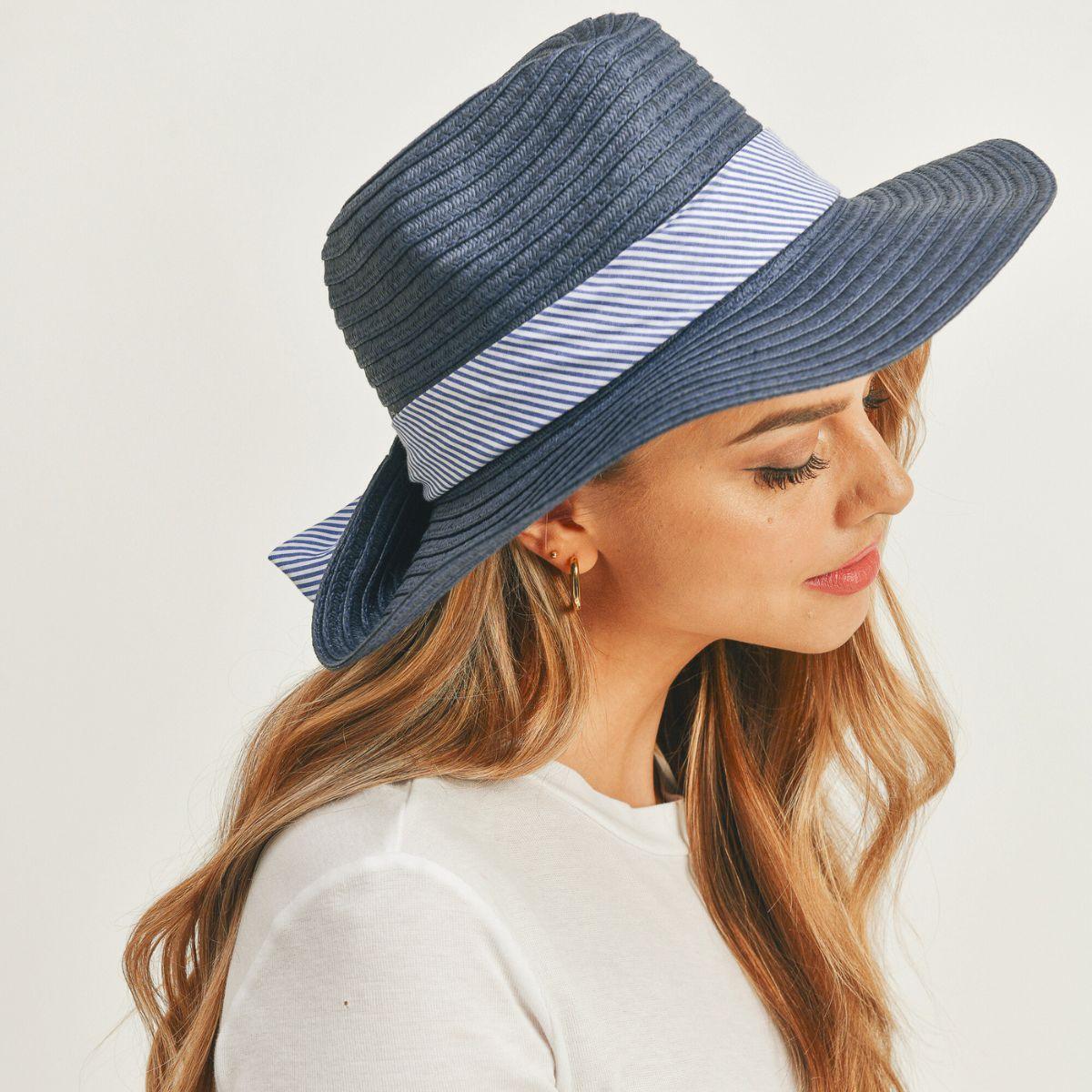 Stylish Straw Fedora Hat: Striped Bow Detail for Women - Shop Now!
