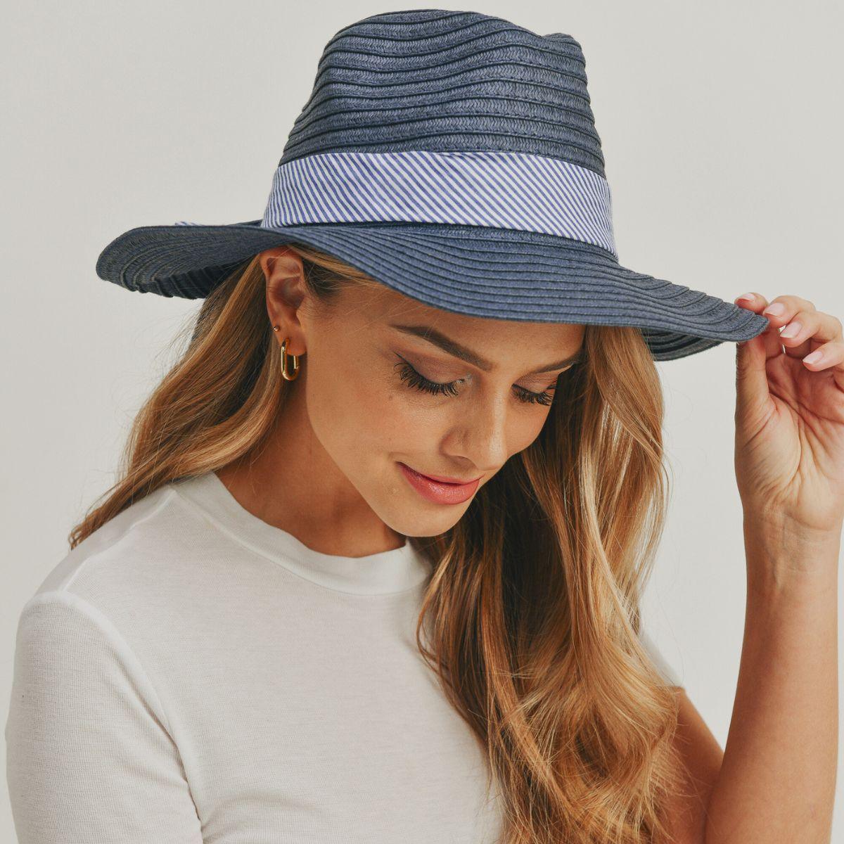 Stylish Straw Fedora Hat: Striped Bow Detail for Women - Shop Now!
