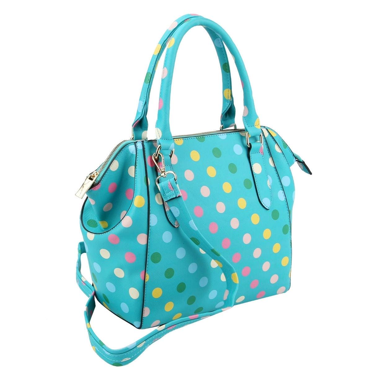 Stylish Turquoise Handbag Set: Polka Dot Print - Perfect Accessory