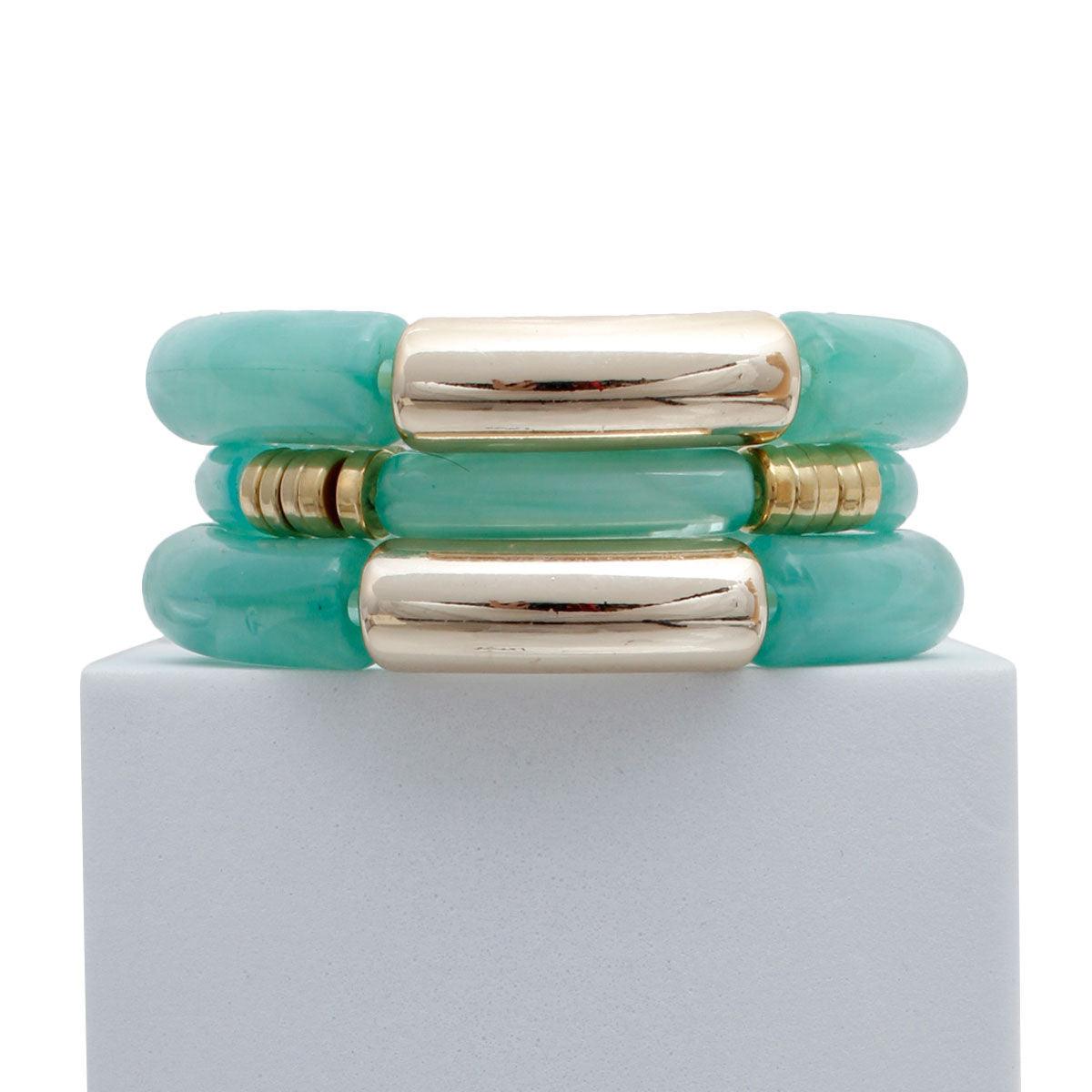 Stylish Turquoise Tube Beaded Stretch Bracelets - Upgrade Your Look Today!