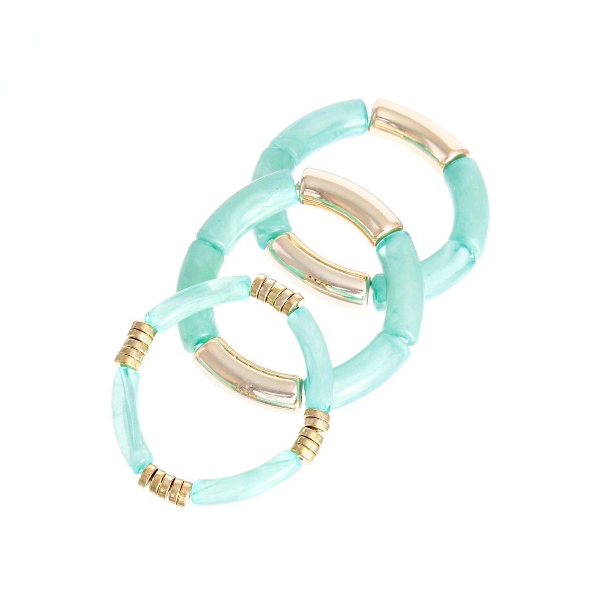 Stylish Turquoise Tube Beaded Stretch Bracelets - Upgrade Your Look Today!