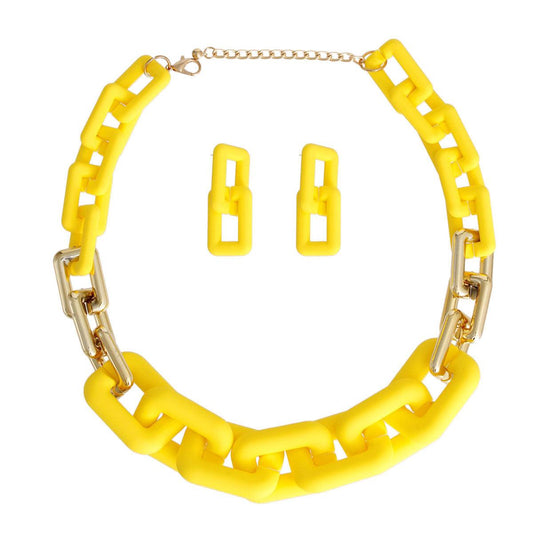 Stylish Yellow Chain Necklace Set: Upgrade Your Style Today