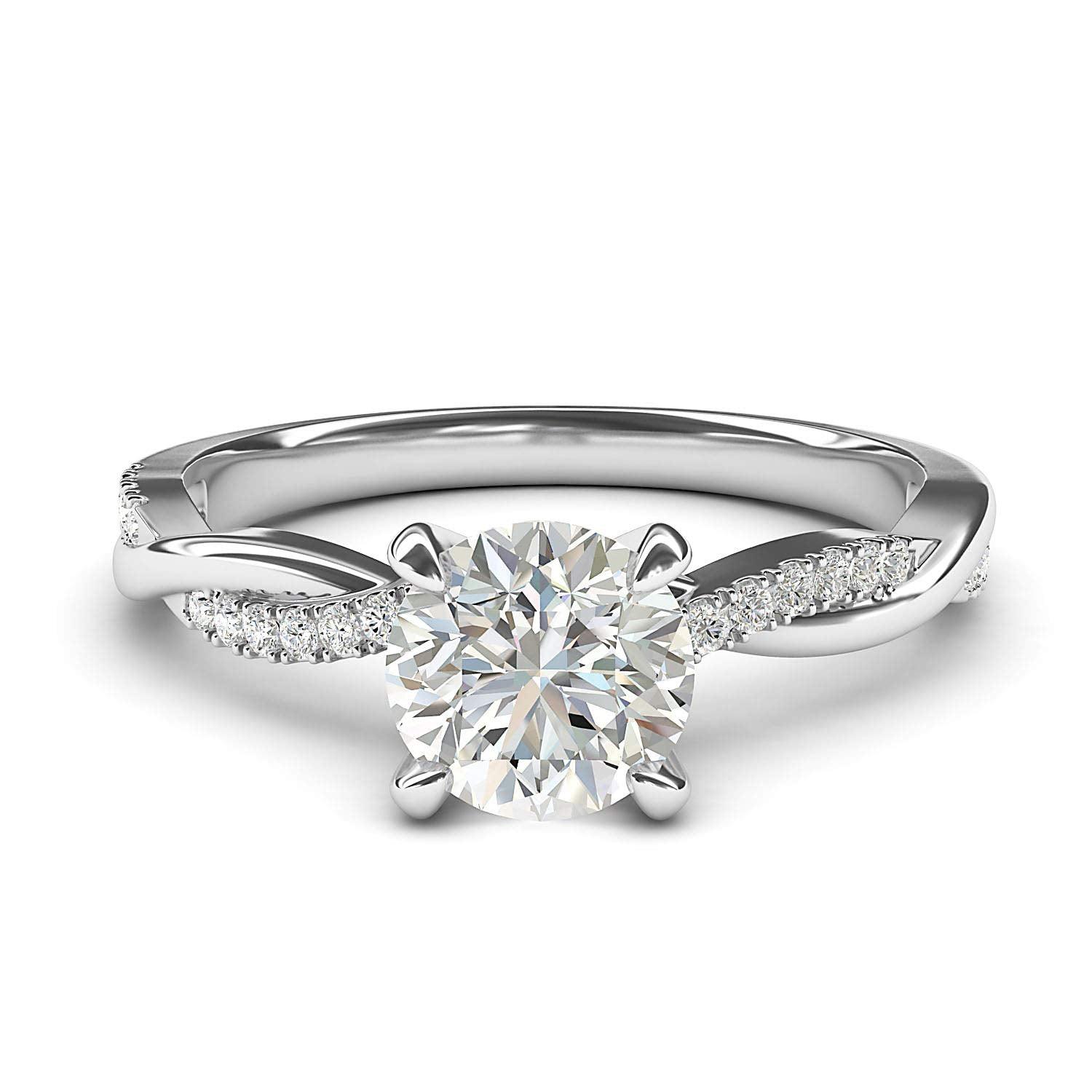 THELANDA 14k White Gold 4-Prong Petite Twisted Vine 1.0 CT Genuine Moissanite Engagement Ring Promise Bridal Ring (13)