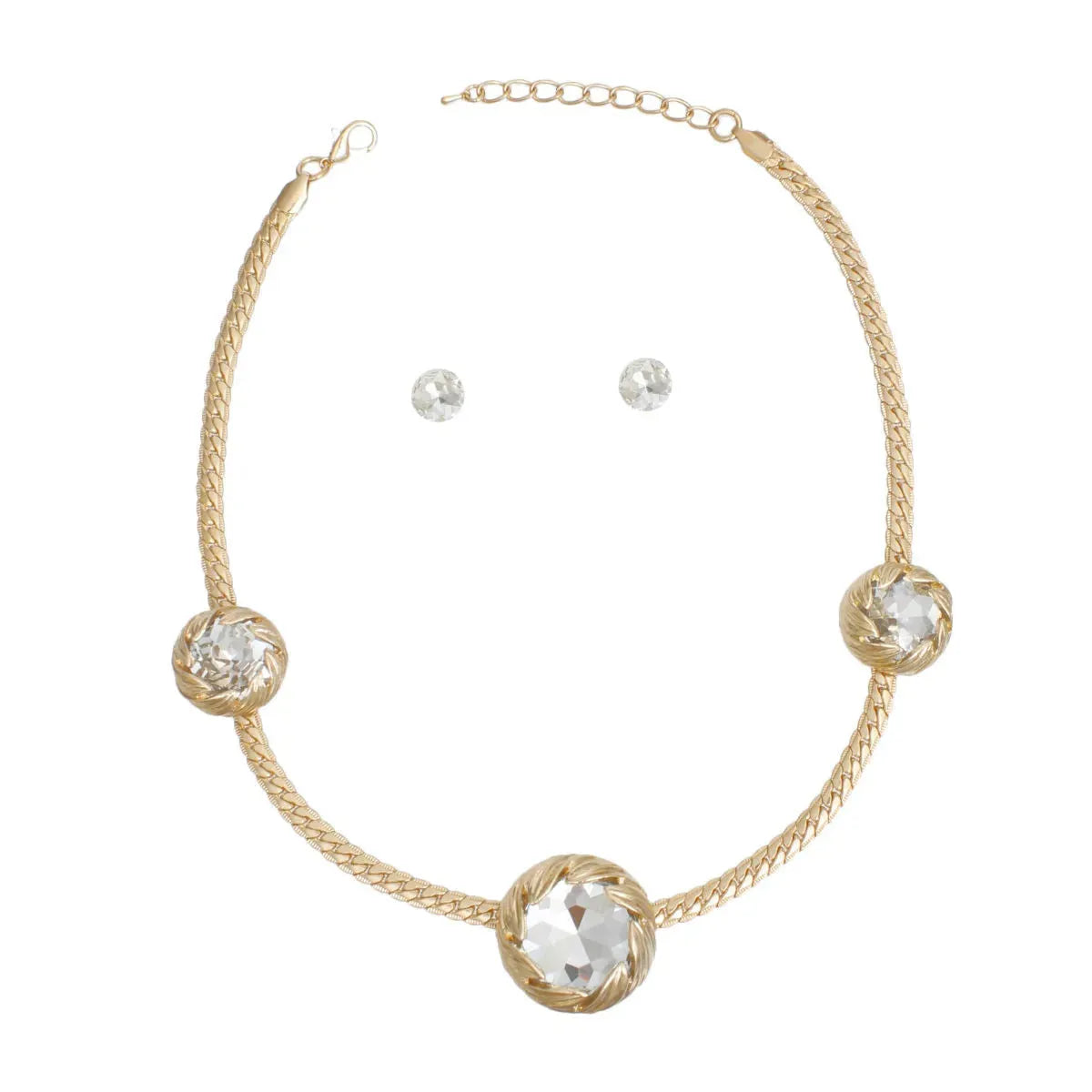 Timeless Clear Crystal Necklace & Earrings Set - Fashion Jewelry