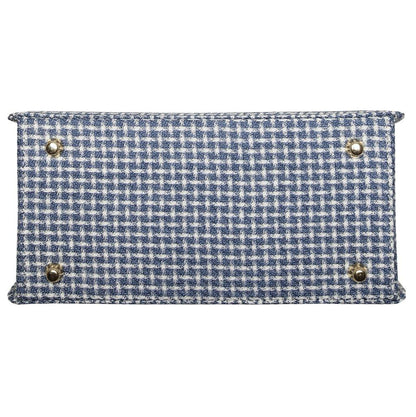 Top Handle Eco Wool Fabric Handbag Blue