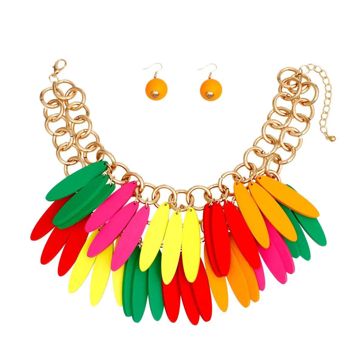 Transform Your Look: Rainbow Fringe Choker Necklace Set