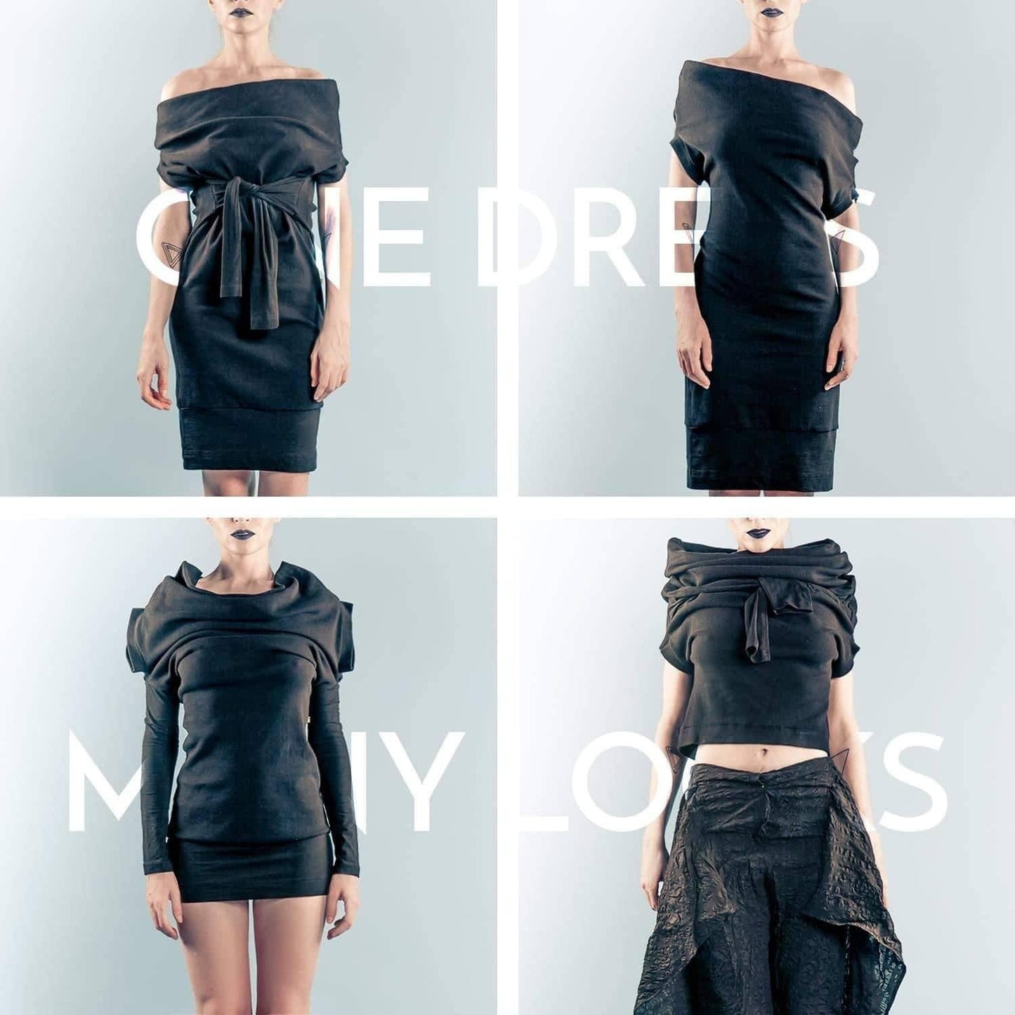 Transformation Black Dress Manipulations of Many Looks