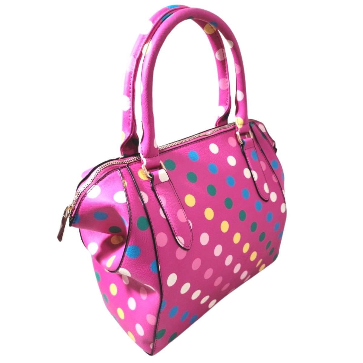 Trendy Pink Handbag Set: Polka Dot Print for Stylish Women