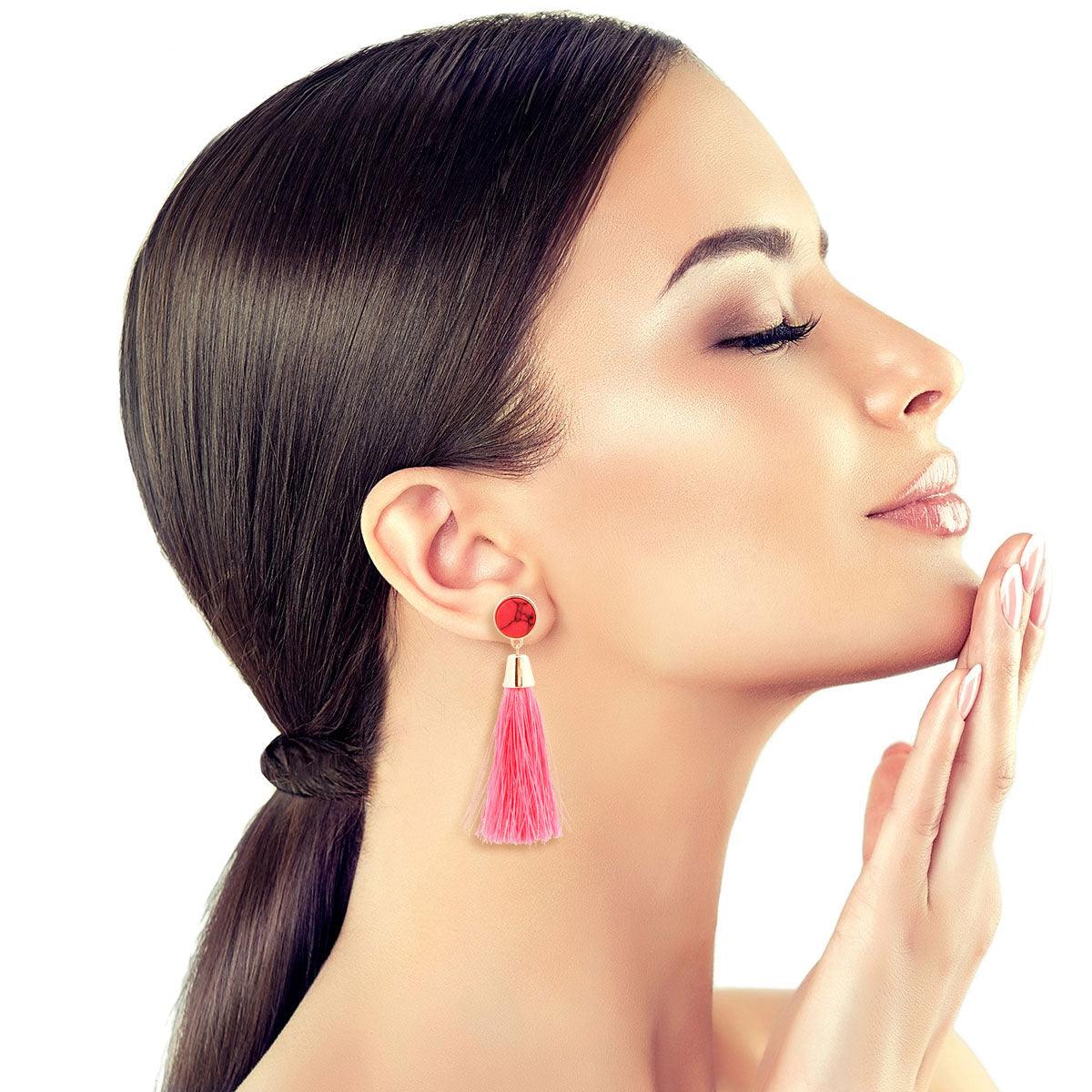 Trendy Women's Tassel Earrings - Perfect Pink Accessory for Every Outfit!