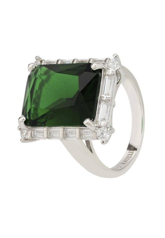 Tudor Lab-created Emerald Sterling Silver Ring