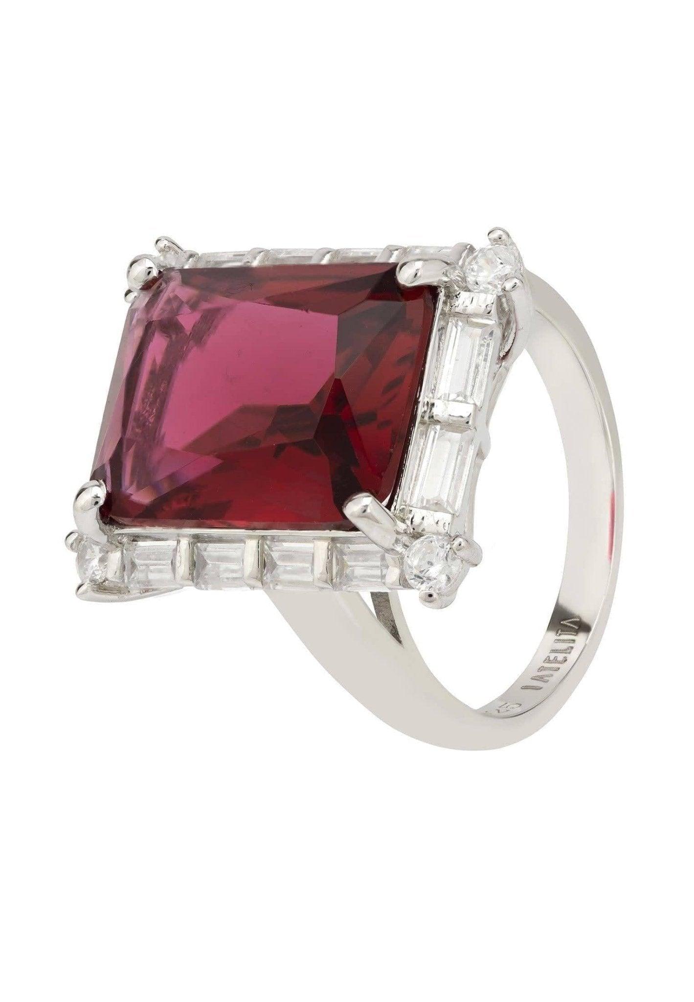 Tudor Lab-created Ruby Sterling Silver Ring