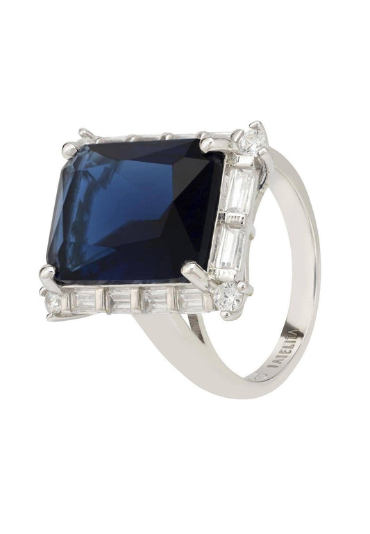 Tudor Lab-created Sapphire Sterling Silver Ring