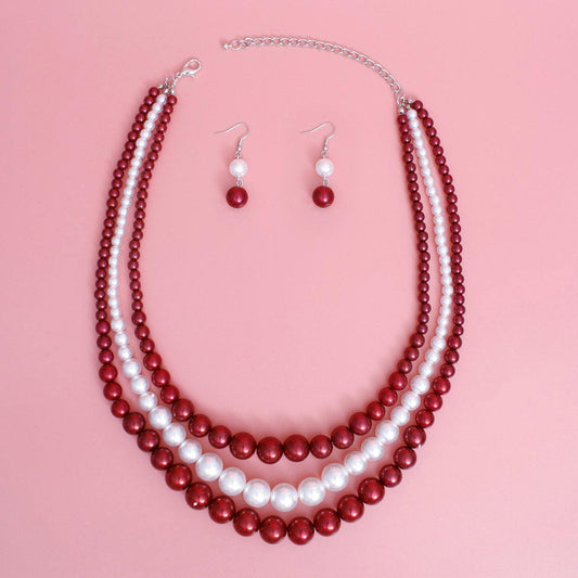 Ultimate Red and White Bead Necklace Set for Fashion Enthusiasts