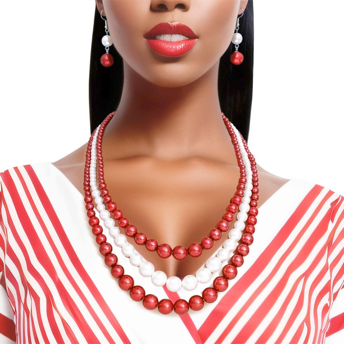 Ultimate Red and White Bead Necklace Set for Fashion Enthusiasts