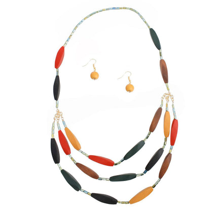 Unleash Your Bohemian Flair with the Multicolor Beaded Necklace Set
