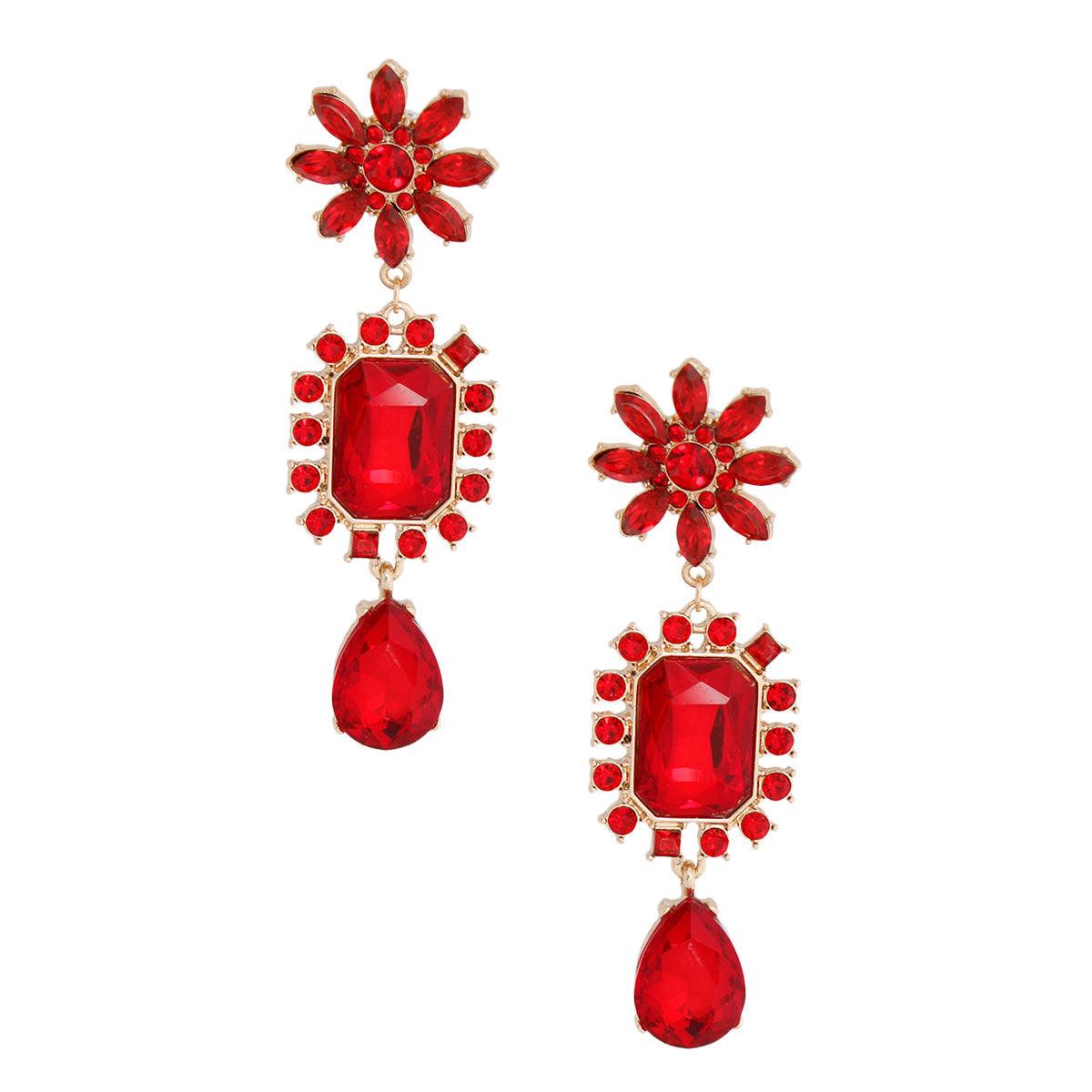 Upgrade Your Jewelry Box: Stunning Red Flower Drop Dangle Earrings