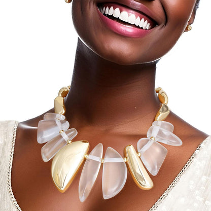 Upgrade Your Style: Clear Chunky Bead Necklace Set for Fashion Lovers