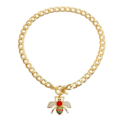 Vibrant Bee Toggle Necklace Gold Plated