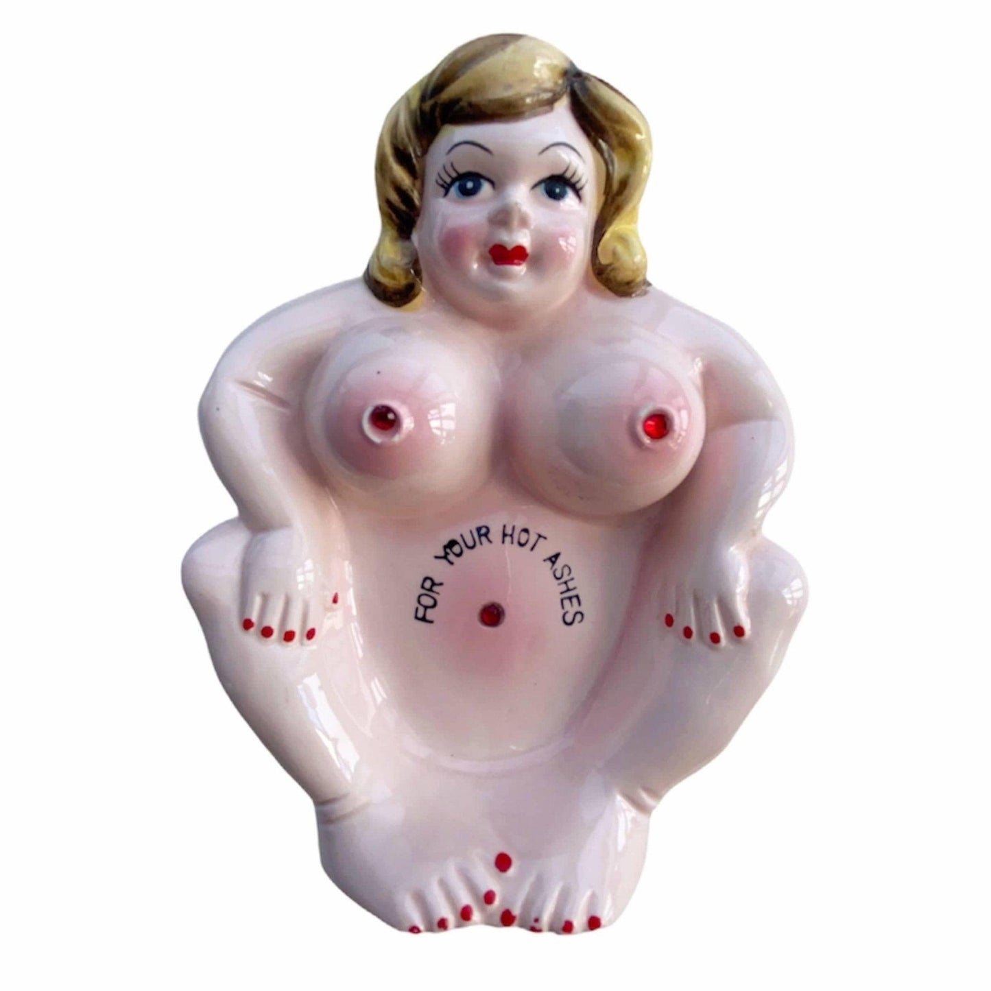 Vintage Ceramic Risqué Woman Lady Figurine Ashtray