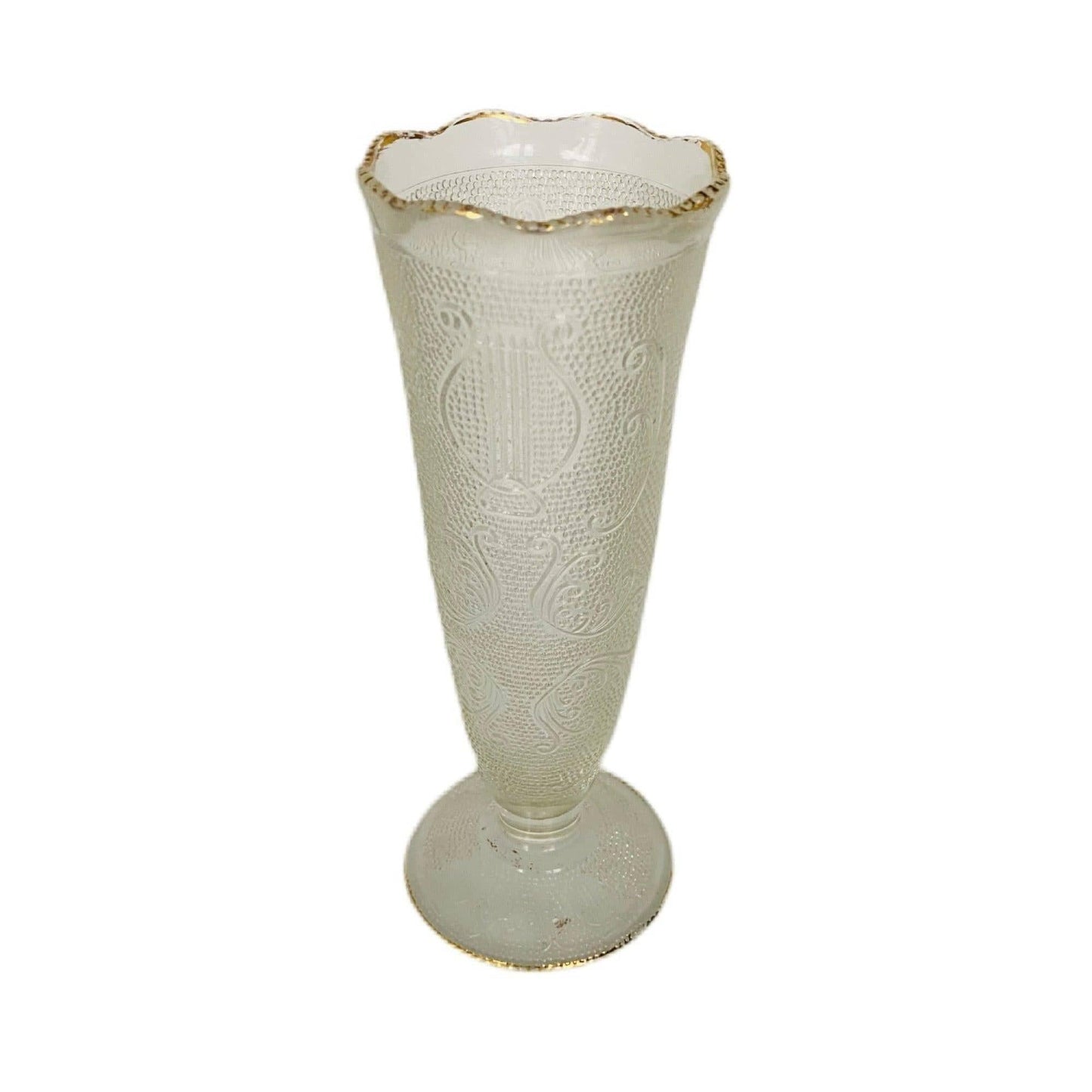Vintage Clear Glass Harp Lyre Bud Vase