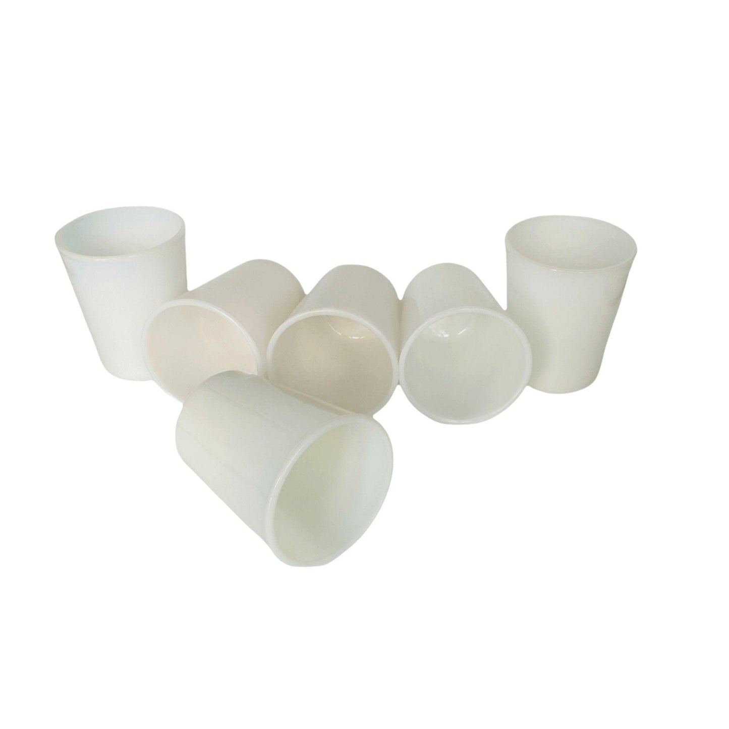 Vintage Glassware Set Of 6 White Opalescent Milk Glass Juice Glasses