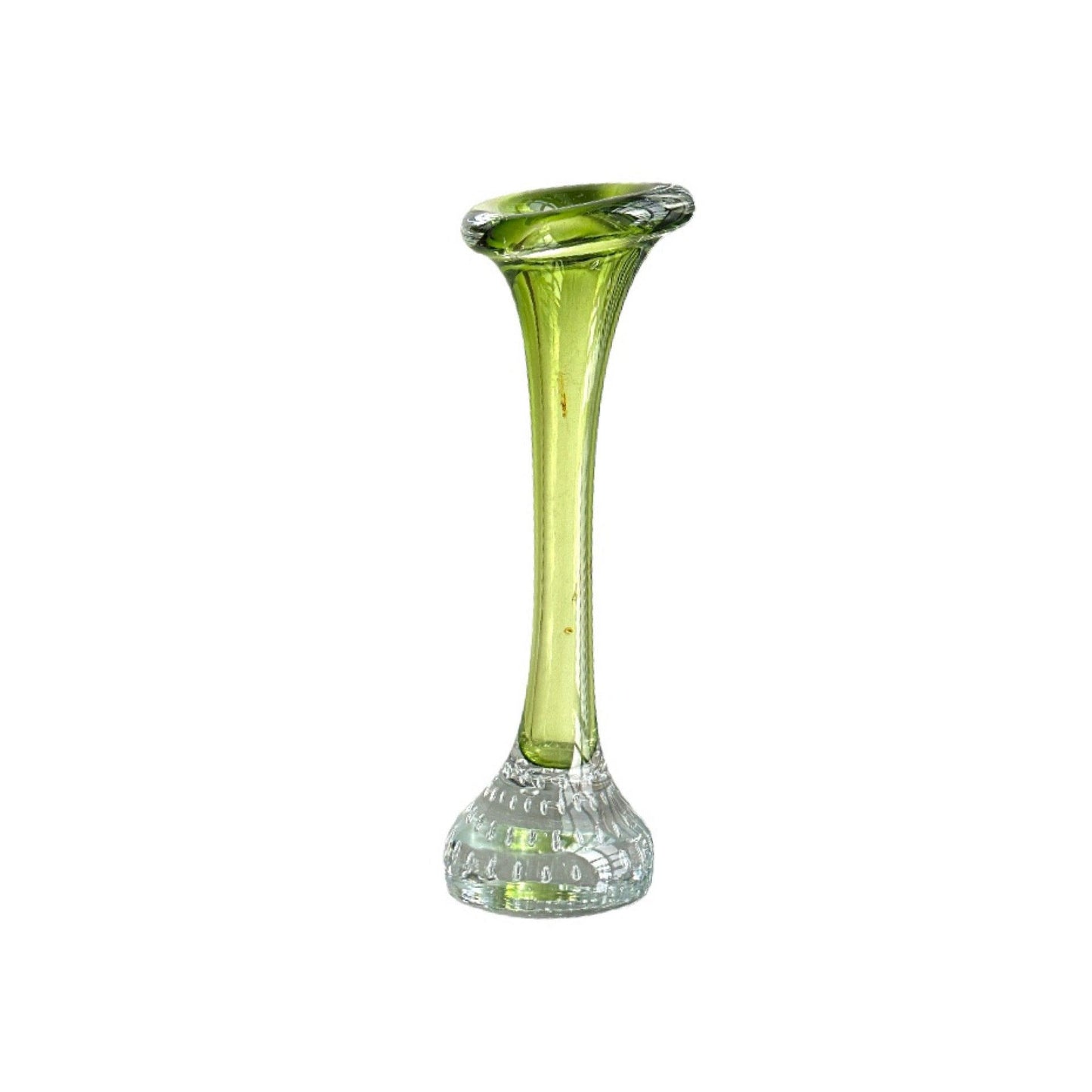 Vintage Green and Clear Glass Vase: Mid-Century Modern Home Decor