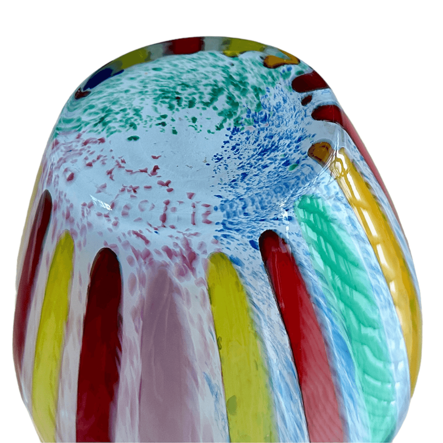 Vintage Hand Blown Murano Glass Multicolor Canes Vase