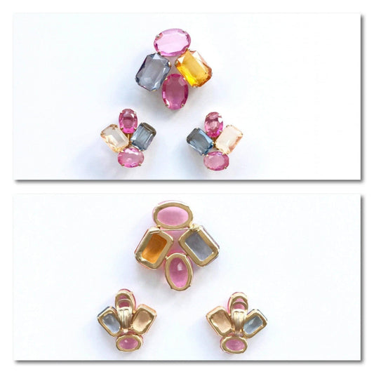 Vintage light coloration brooch and earrings set