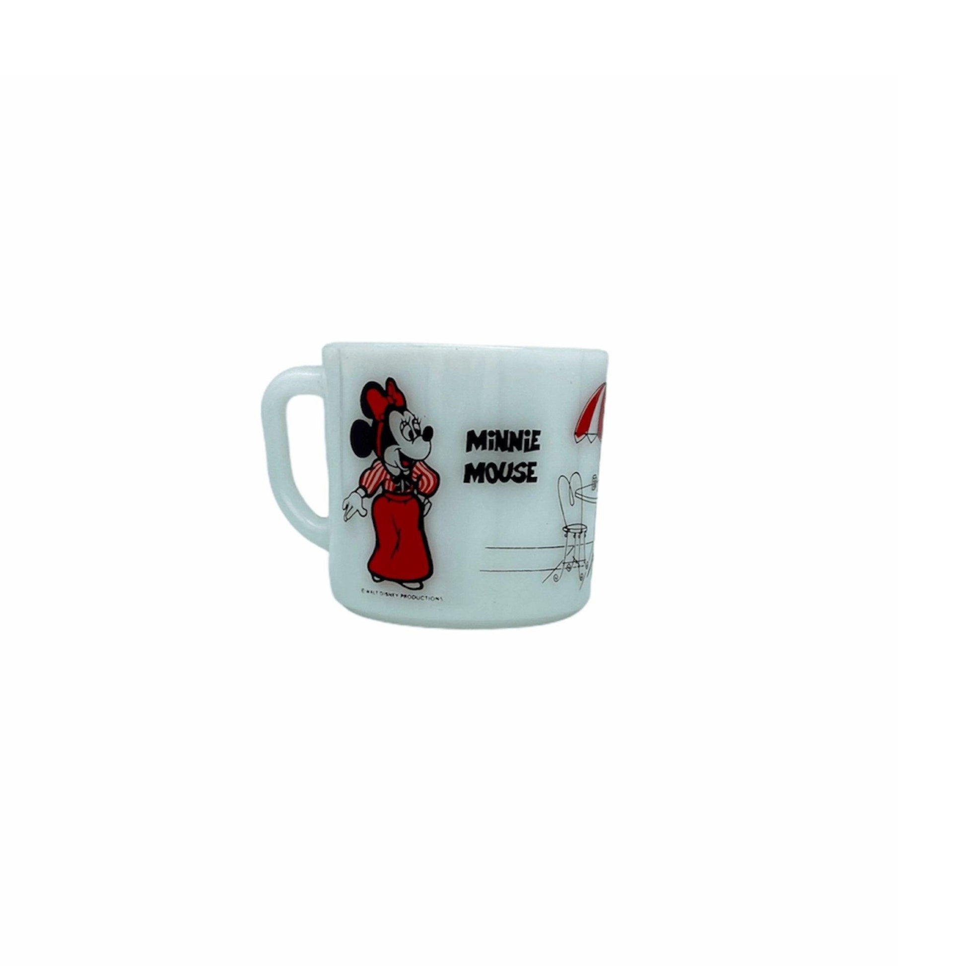 Vintage Mickey Mouse & Minnie Mouse White Milk Glass Coffee Mug