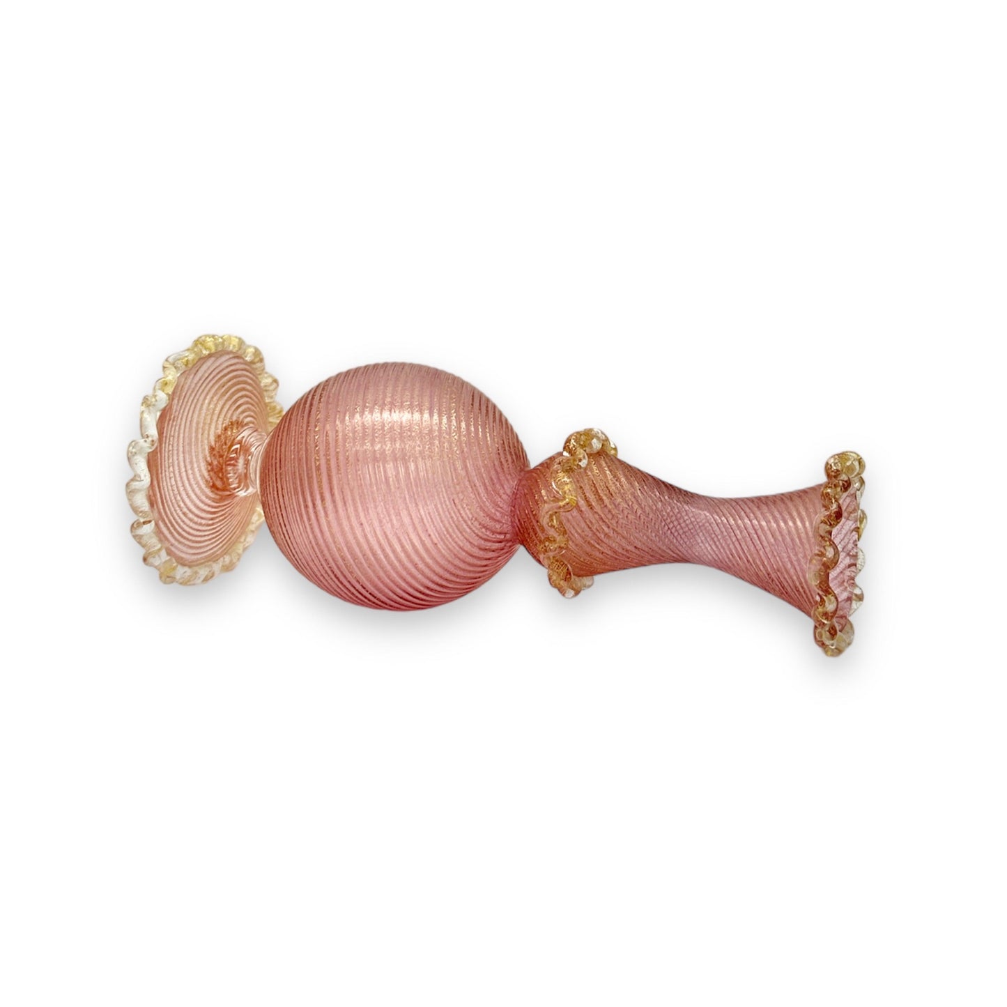 Vintage Murano Glass Pink Gold Flex Ribbed Bud Vase